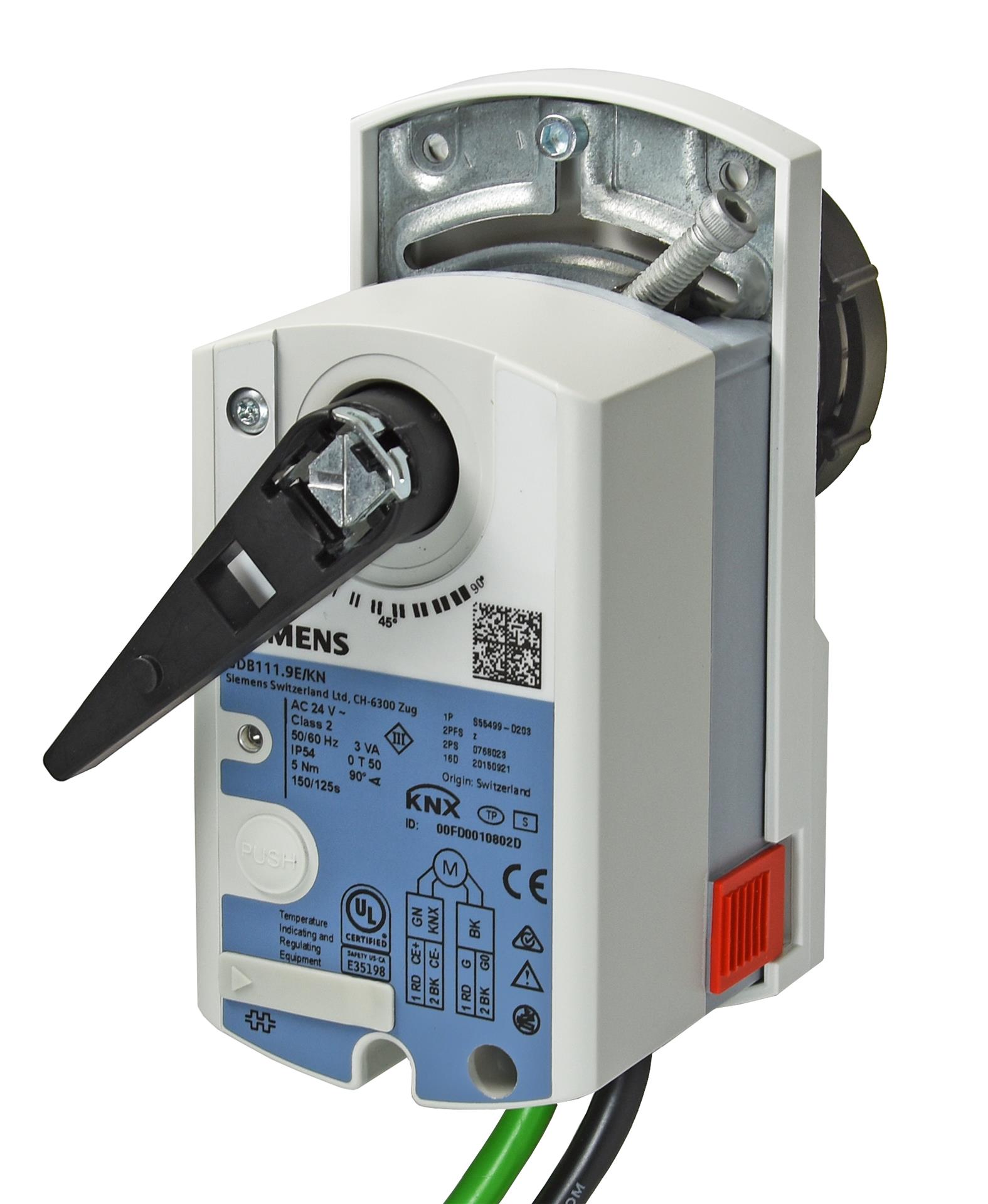 GLB111.9E/KN - Actuador válvula de bola hasta DN50, 10 Nm, sin muelle de retorno, IP54, control proporcional, alimentación 24 VCA/CC, comunicación KNX.