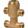 VMP47.15-2.5 - Válvula de 3-vías con by-pass mezcladora, para usar con actuadores SSP.. o STP.., Tª del medio +1...+110 °C., cuerpo de bronce RG5, rosca G1/2B, PN16, DN15, Kvs 2,5 m³/h.