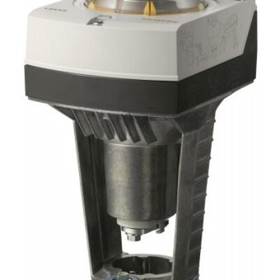 SAV31.00 – Actuador eléctrico 1600N carrera de 20/40 mm, control 3-puntos. Sin muelle de retorno. Alimentación 230 VCA. IP54 Posicionamiento 120s Tª del medio -25…130 °C.