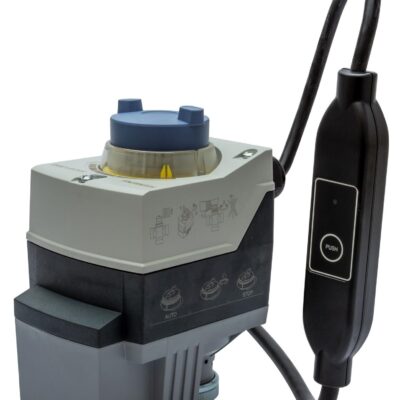 SAS61.33/MO – Actuador eléctrico 400N, carrera 5,5 mm, alimentación 24 VCA/CC. IP54, posicionamiento 30s. abrir 14 cerrar. Con muelle. Tª del medio 1… Control Modbus de 130 °C.