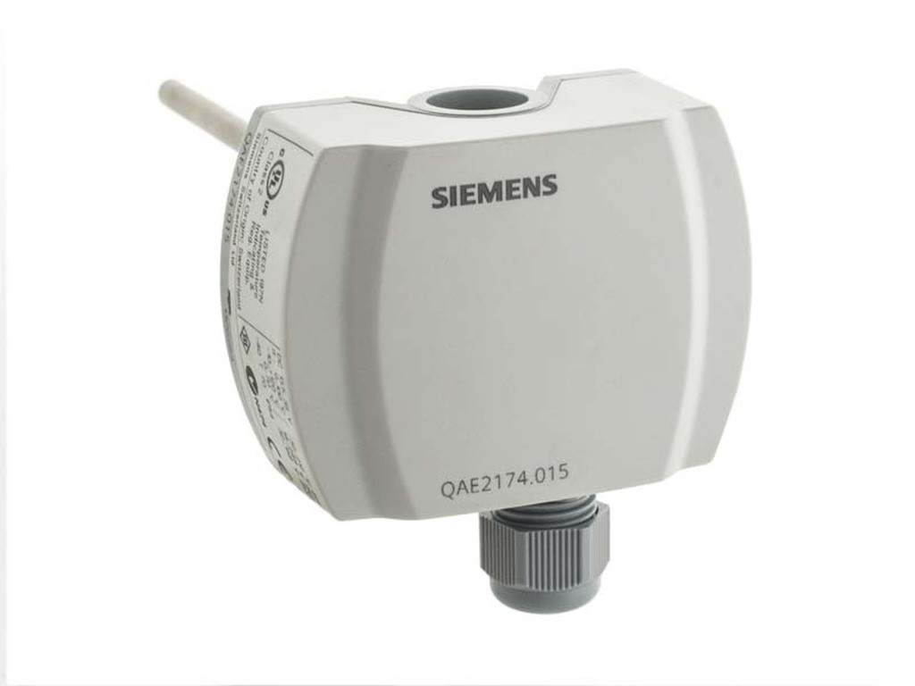 QAE2174.010 - Sonda activa de temperatura de inmersión, rango -10..120 ºC, PN10, vaina de latón G1/2", 100 mm. IP54.