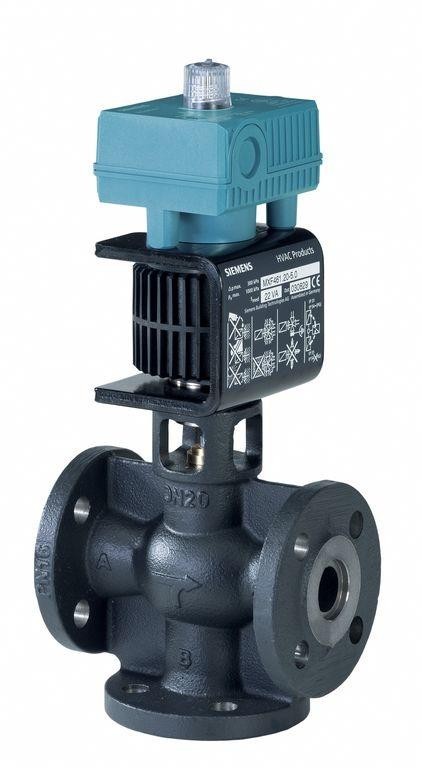 MXF461.20-5.0P - Válvula tres vías mezcladora. Control modulante, actuador magnético para control de agua enfriada y caliente.