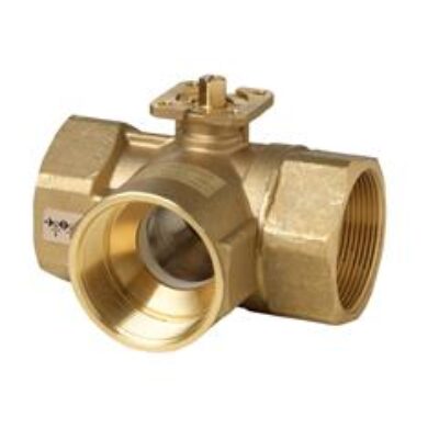 VBI60.50-73T – Válvula bola 3 vías Change over, forma de T, para uso en circuito cerrado. Tª del medio -10…+120 ºC, PN40, rosca interna, DN50 Kvs = 73 m³/h.
