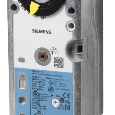 GMA161.1E – Actuador rotativo para compuerta de aire 7 Nm (1,5 m2), con muelle de retorno, mando manual, control 0… 10 VCC, alimentación 24 VCA/CC.