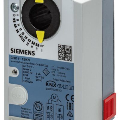 GDB111.1E/KN – Actuador rotativo compuerta 5 Nm, sin retorno por muelle, mando manual, cable de 0,9 m, protección IP54, control bus KNX TP, alimentación 24 VCA.