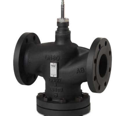 VVF63.80-80 – Válvula asiento 2 vías isoporcentual, embridada, 40 mm recorrido, circuito abierto y cerrado, temperatura del medio -25…220 °C, PN40, DN80, kvs 80 m³/h.