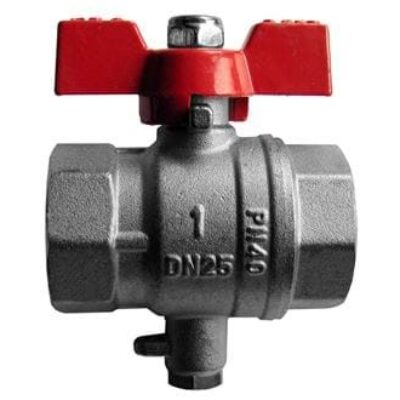 WZT-K1 – Válvula de bola Rp 1″ para sonda de temperatura DS M10x1 mm, longitud 27,5 mm o Ø 5,2 x 45 mm, PN 25, máx. 130 °C.