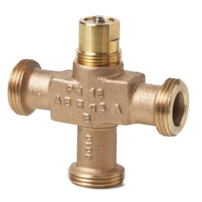 VXG44.15-0.4 – Válvula de 3-vías, cuerpo de bronce RG5, rosca G 1B según ISO 228/1. Tª del medio +1…+120 °C. Carrera 5,5 mm. PN16 – DN15, Kvs 0,4 m³/h.