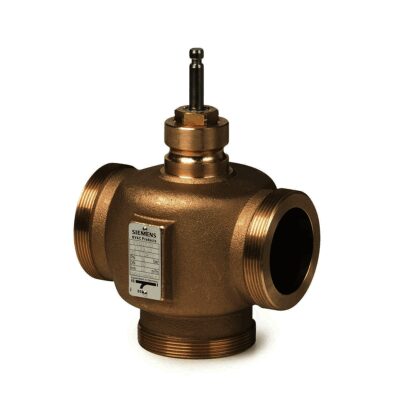 VXG41.3201 – Válvula de 3-vías, cuerpo de bronce RG5, rosca G 2B según ISO 228/1. Temperatura del medio -25…+150 °C. Carrera 20mmm. PN16 – DN32, Kvs 16 m³/h. aprobadas ACS.