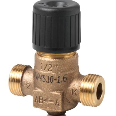 VVP45.10-1.6 – Válvula de 2-vías con cuerpo de bronce RG5 para unidades terminales, conexiones roscadas G1/2B, Tª del medio 1..110 ºC, carrera 5,5 mm, PN16, DN10, Kvs 1,6 m³/h.