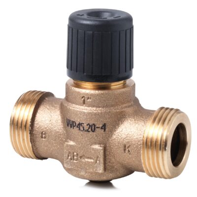VVP45.20-4 – Válvula de 2-vías con cuerpo de bronce RG5 para unidades terminales, conexiones roscadas G1/2B, Tª del medio 1..110 ºC, carrera 5,5 mm, PN16, DN20, Kvs 4 m³/h.