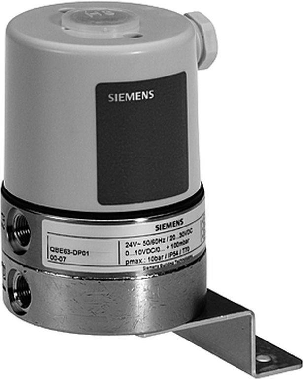 QBE63-DP1 - Sonda de presión diferencial IP65, tomas de presión G 1/8 ". Para líquidos y gases ligeramente agresivos.