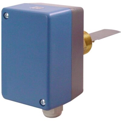 QVE1900 – Interruptor flujo para sistemas hidráulicos, máx. voltaje corte 250 VAC, máx. corriente corte 15(8)A . PN10 desde DN32 a DN200 R 1″, temperatura medio -20…85 °C.