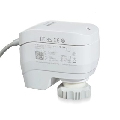 SSA331.00 – Actuador eléctrico 100N, carrera 6,5 mm, control 3 puntos, alimentación 230 VCA, IP54, posicionamiento 150s, sin muelle, Tª del medio 1… 110 °C, cable 1,5 m.