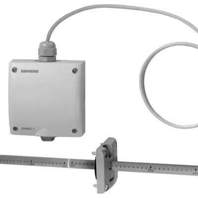 QVM62.1-HE – Sonda para medición de velocidades o caudales volumétricos en conductos de aire, rango 0..5, 0… 10 ó 0..15 m/s, IP42, alimentación 24 VCA, señal de salida 0..10 VCC.