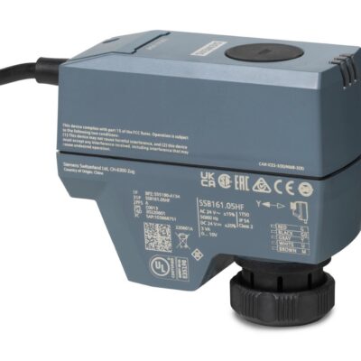 SSB161.05HF – Actuador eléctrico 200N, carrera 6,5 mm, control proporcional, alimentación 24 VCA/CC. IP54, sin muelle. Tª del medio 1… 110°C Cable 1,5 m.