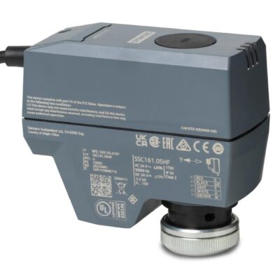 SSC161.05HF – Actuador eléctrico 300N, carrera 6,5 mm, control proporcional, alimentación 24 VCA/CC. IP54, posicionamiento 150s. Sin muelle. Tª del medio 1… 110°C.