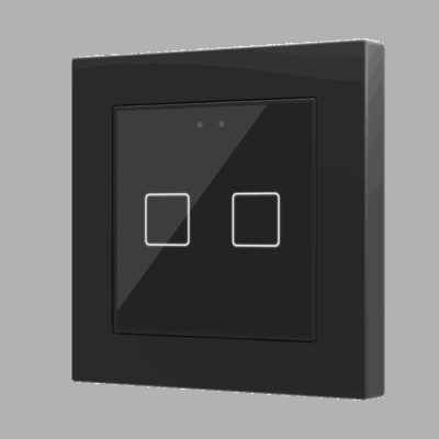 Flat 55 X2 v2. Pulsador capacitivo de cristal 55×55 – 2 botones – Antracita (marco ZS55 no incluido).