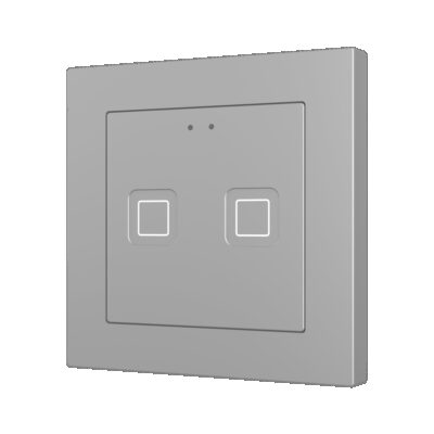 ZVIT55X2S – Tecla 55 X2. Pulsador capacitivo de policarbonato 55×55 – 2 botones – Plata (marco ZS55 no incluido).