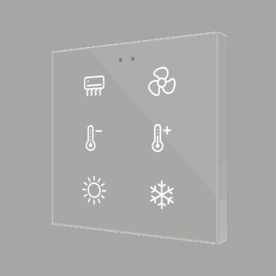 Flat 6 v2. Pulsador capacitivo de cristal. Sensor Tª – 6 botones – Personalizado.
