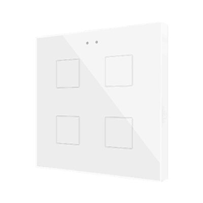 Flat 4 v2. Pulsador capacitivo de cristal. Sensor Tª – 4 botones – Blanco.