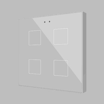 Flat 4 v2. Pulsador capacitivo de cristal. Sensor Tª – 4 botones – Plata.