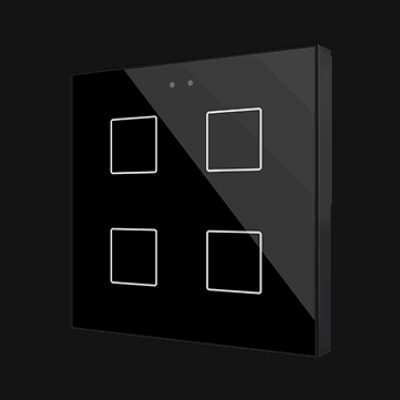 Flat 4 v2. Pulsador capacitivo de cristal. Sensor Tª – 4 botones – Antracita.