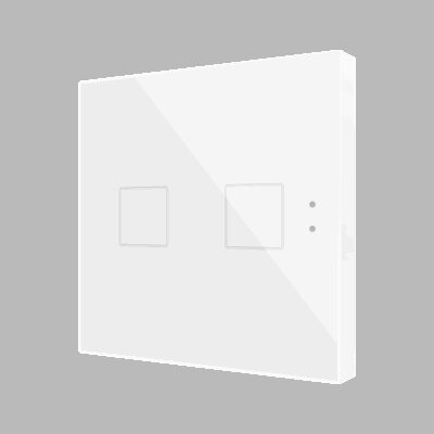 Flat 2 v2. Pulsador capacitivo de cristal. Sensor Tª – 2 botones – Blanco.
