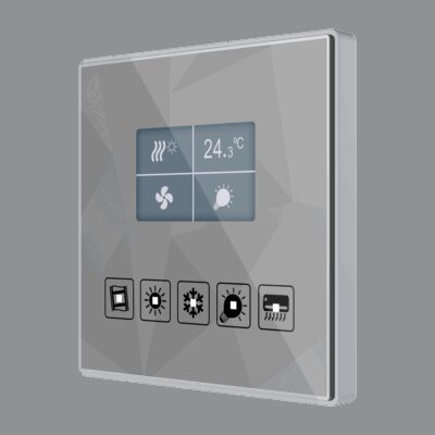 ZVI-SQTMDD – Panel capacitivo de 5 botones y display gráfico superior con termostato.