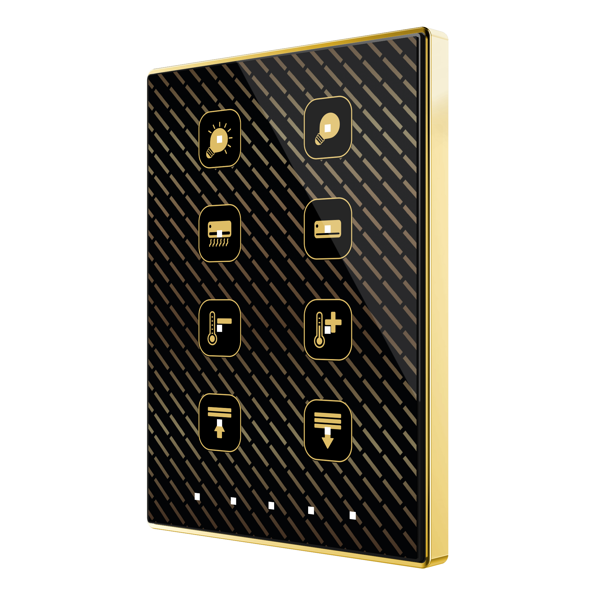 Pulsador capacitivo Touch-MyDesign de 8 botones con termostato. Marco dorado - Personalizado.