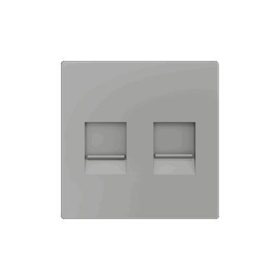 830001306 – ZS55. Tapa para conector RJ45 55×55 mm – 2 conectores – Plata.