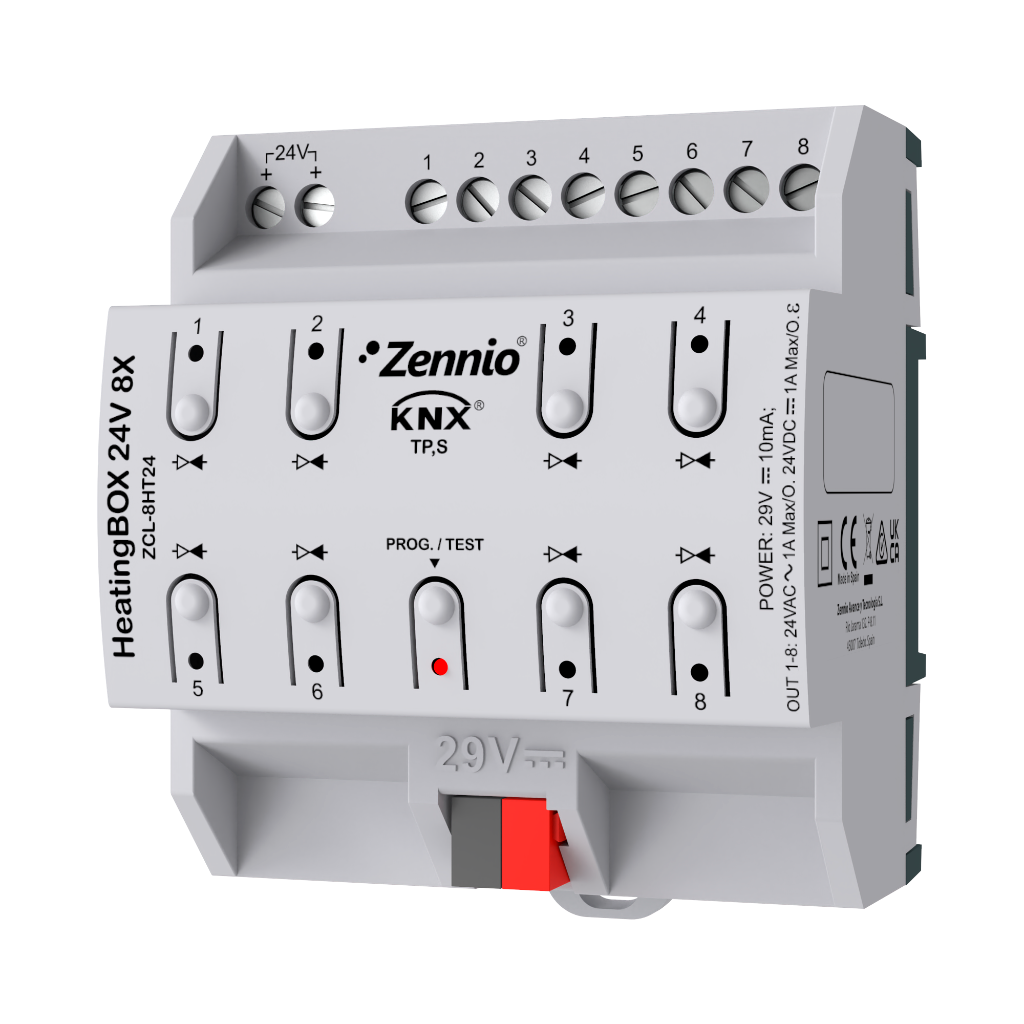 HeatingBOX 24V 8X. Actuador de calefacción con salidas a 24 VAC/VDC - 8 canales.