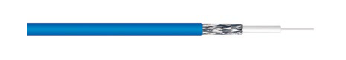 MINICOAX “R” Conductor 0.4mm Ø Cu. Lámina AL + trenza Cu Sn. Cubierta 3 mm Ø PVC azul.
