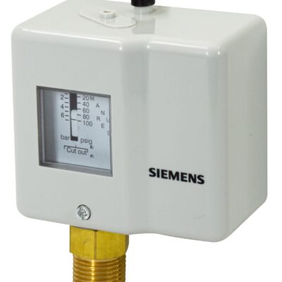 QBE1900-P7M – Interruptor de presión, con rearme manual, 0-7 bar. Para líquidos y gases, sistema de medición mecánica y limitador de presión.