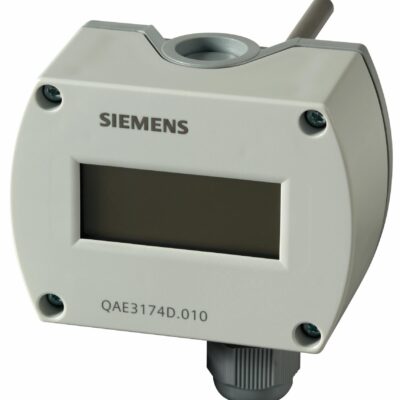 QAE3174D.010 – Sonda activa de temperatura de inmersión, alimentación 13,5…30 VCC, salida 4..20 mA, rango(R1) 0..70 ºC, rango(R2) -40..120 ºC, PN16, G1/2″, 100 mm, IP65, pantalla con display.