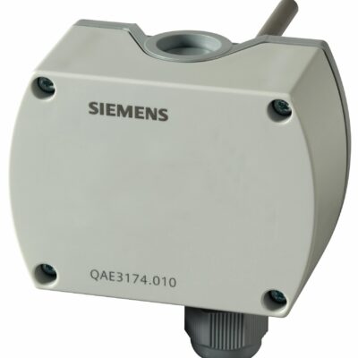 QAE3174.010 – Sonda activa de temperatura de inmersión, alimentación 13,5…30 VCC, salida 4..20 mA, rango(R1) 0..70 ºC, rango(R2) -40..120 ºC, PN16.