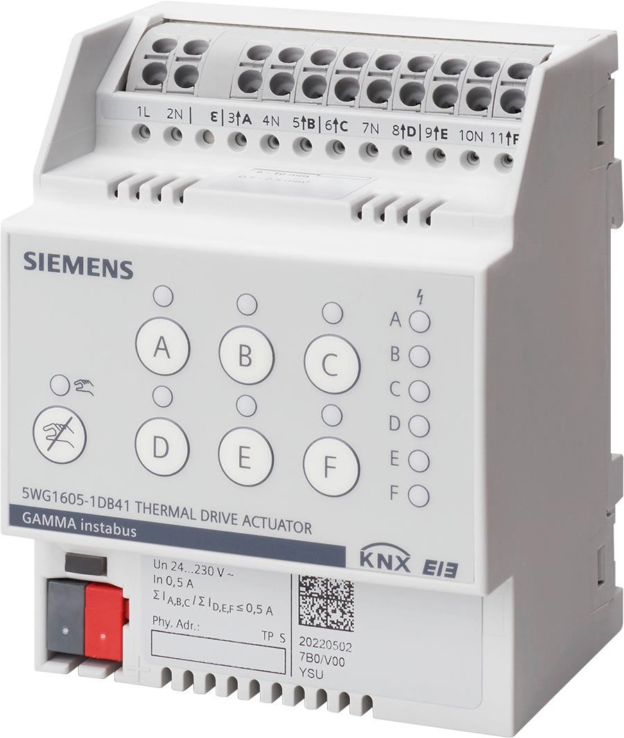 N 605D41 - Módulo carril DIN KNX de 6 salidas para el control de actuadores electrotérmicos.