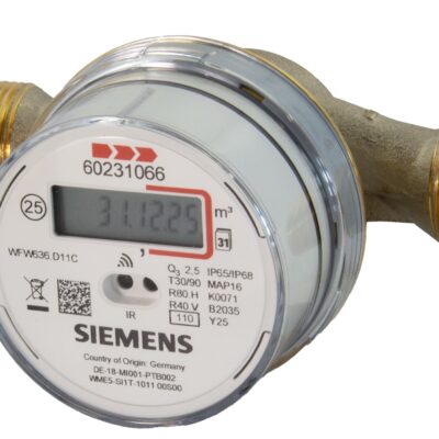 WFW636.D08C – Contador electrónico de agua caliente Q3 = 2,5 m3 / h, longitud de montaje 80 mm, DN 15, rosca de conexión G 3/4 “, comunicación vía radio AMR y walk-by en C-Mode.