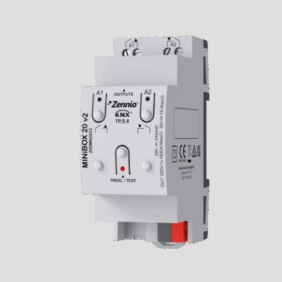 MINiBOX 20 v2.  Actuador multifunción con KNX Secure – 2 salidas 16A.