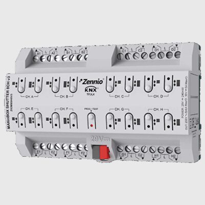 MAXinBOX SHUTTER 8CH v3. Actuador de persianas de 8 canales con KNX Secure.