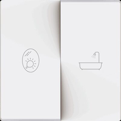 830004409 – ZS55. Tecla doble para mecanismo 55×55 mm – Blanco mate – Personalizado. Mínimo 100 unidades por diseño.