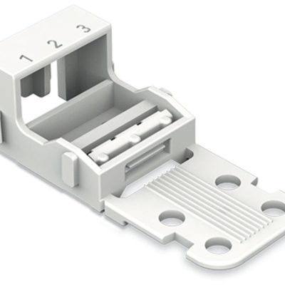 221-523 – Adaptador de fijación; para bornas de 3 conductores; Serie 221 – 4 mm²; c/tetones de anclaje p/montaje vertical; blanco