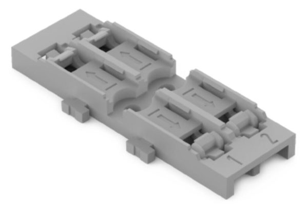 221-2522 - Adaptador de fijación; 2 polos; para borna de conexión en línea con palanca; para fijación por tornillo; gris