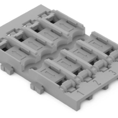 221-2524 – Adaptador de fijación; 4 polos; para borna de conexión en línea con palanca; para fijación por tornillo; gris