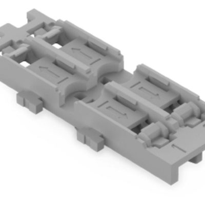 221-2532 – Adaptador de fijación; 2 polos; para borna de conexión en línea con palanca; con tetones de fijación; gris.
