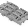 221-2533 - Adaptador de fijación; 3 polos; para borna de conexión en línea con palanca; con tetones de fijación; gris.
