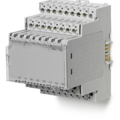 TXM1.16D – Módulo TX-I/O de 16 entradas digitales, configurables individualmente para señales de estado, pulsos o contador de pulsos (hasta 10Hz).