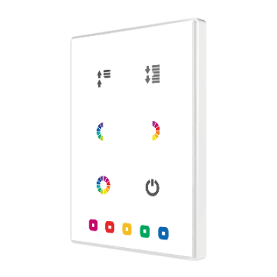 ZVI-TMDP6-PW – Pulsador capacitivo Touch-MyDesign de 6 botones con termostato. Marco policarbonato – Blanco.