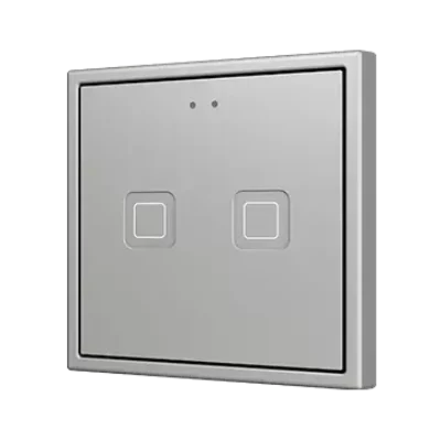 ZVIT70X2S – Tecla 70 X2. Pulsador capacitivo de policarbonato 70×70 – 2 botones – Plata (marco ZS70 no incluido).