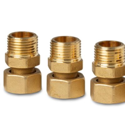 ALN13.156B – Racores DN10 rosca interna para válvula de 6 vías, con rosca externa G 1″ / Rp 1 “, consiste en 6 tuercas ciegas con manguitos e insertos y 6 juntas planas.